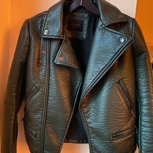 Zara leather Jacket- Hunter green